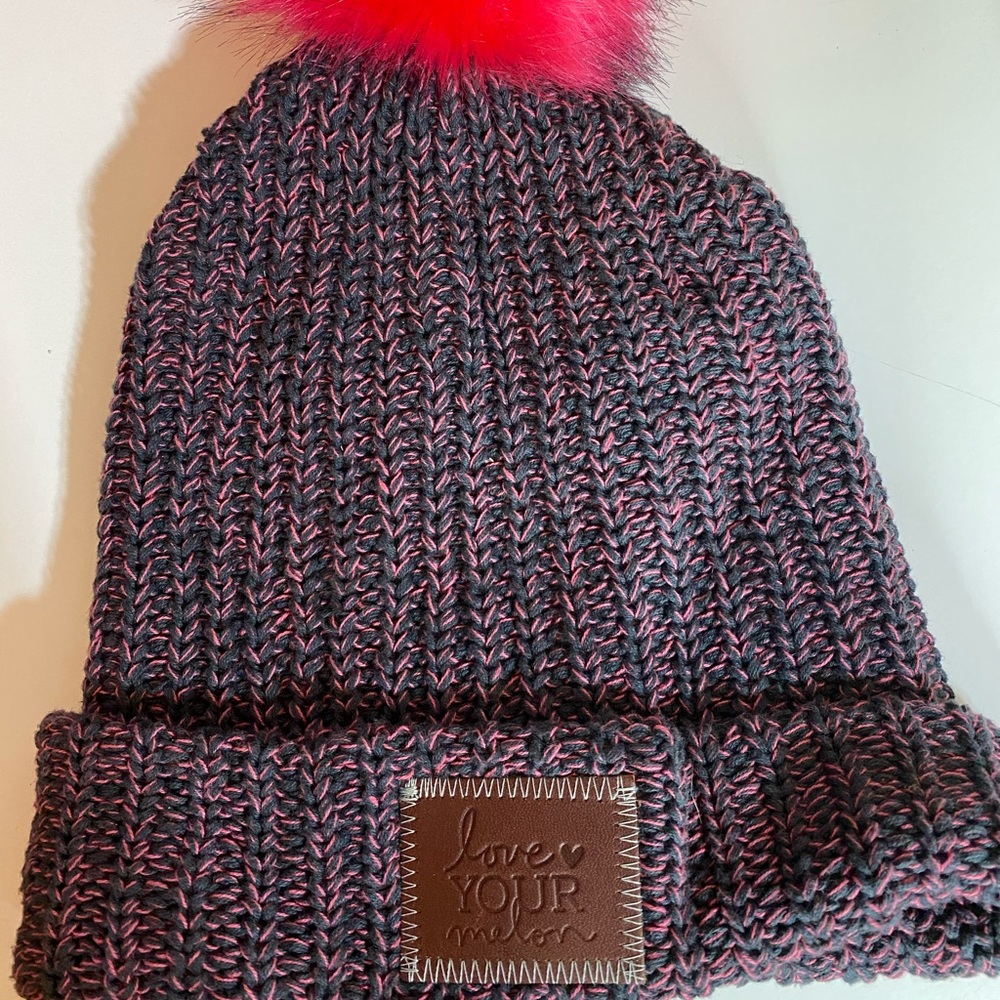 Love Your Melon Pom Beanie (pink + purple)